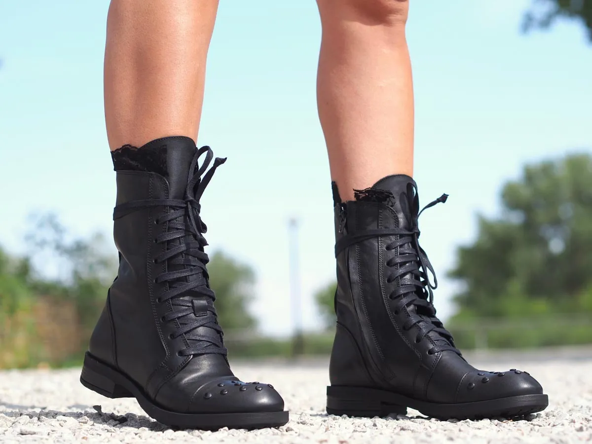 Black Leather Boots Women