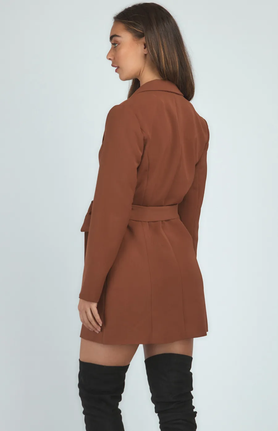 Blazer Dress with Button Accents and Belt (SJT369A)