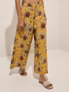 Buy Utsa Yellow Floral Printed Palazzos from Westside