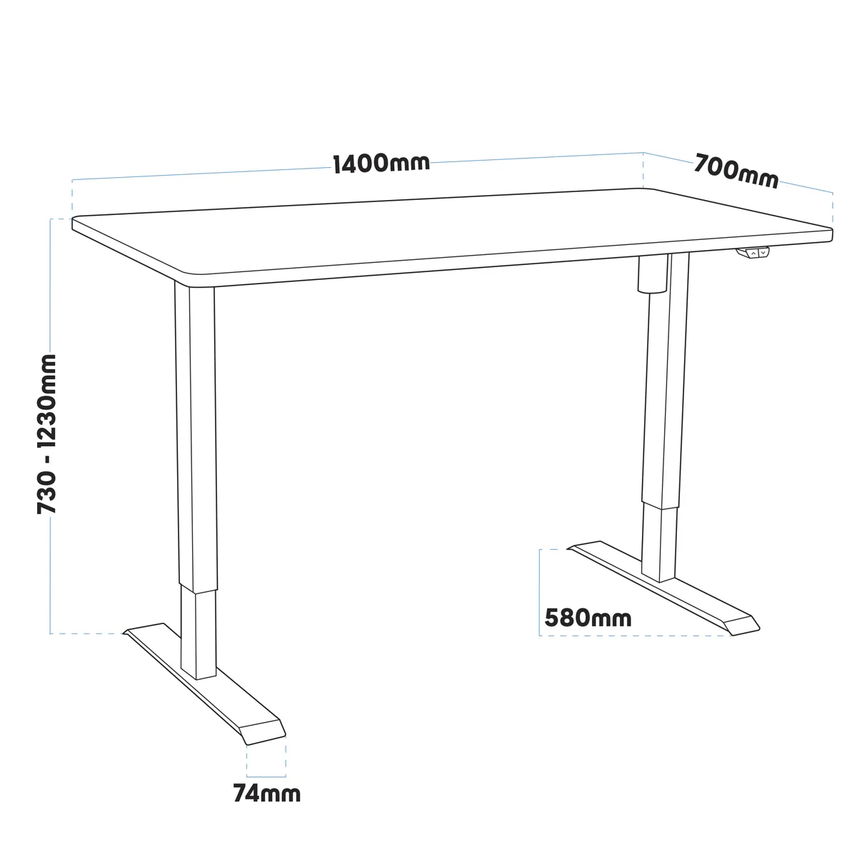 Dellonda Electric Ultra-Quiet Height-Adjustable Standing Desk with Memory Function - White