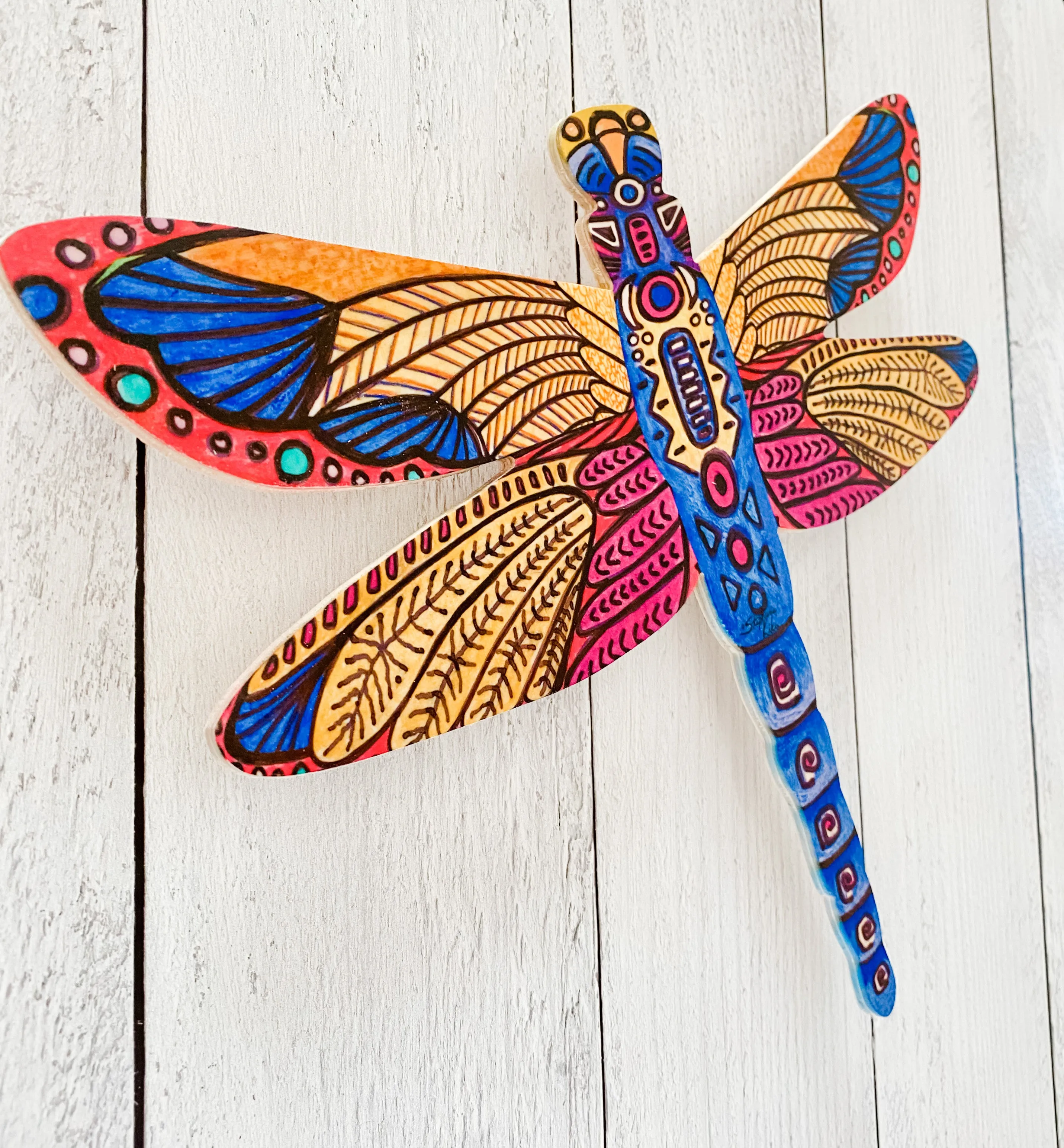 Dragonfly Shape Red Blue Yellow Dragonfly