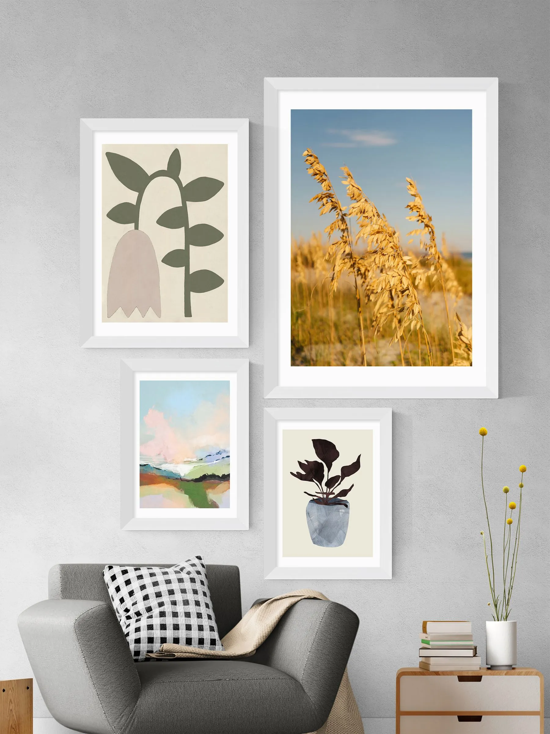 East End Prints White Country Plant Framed Art Print