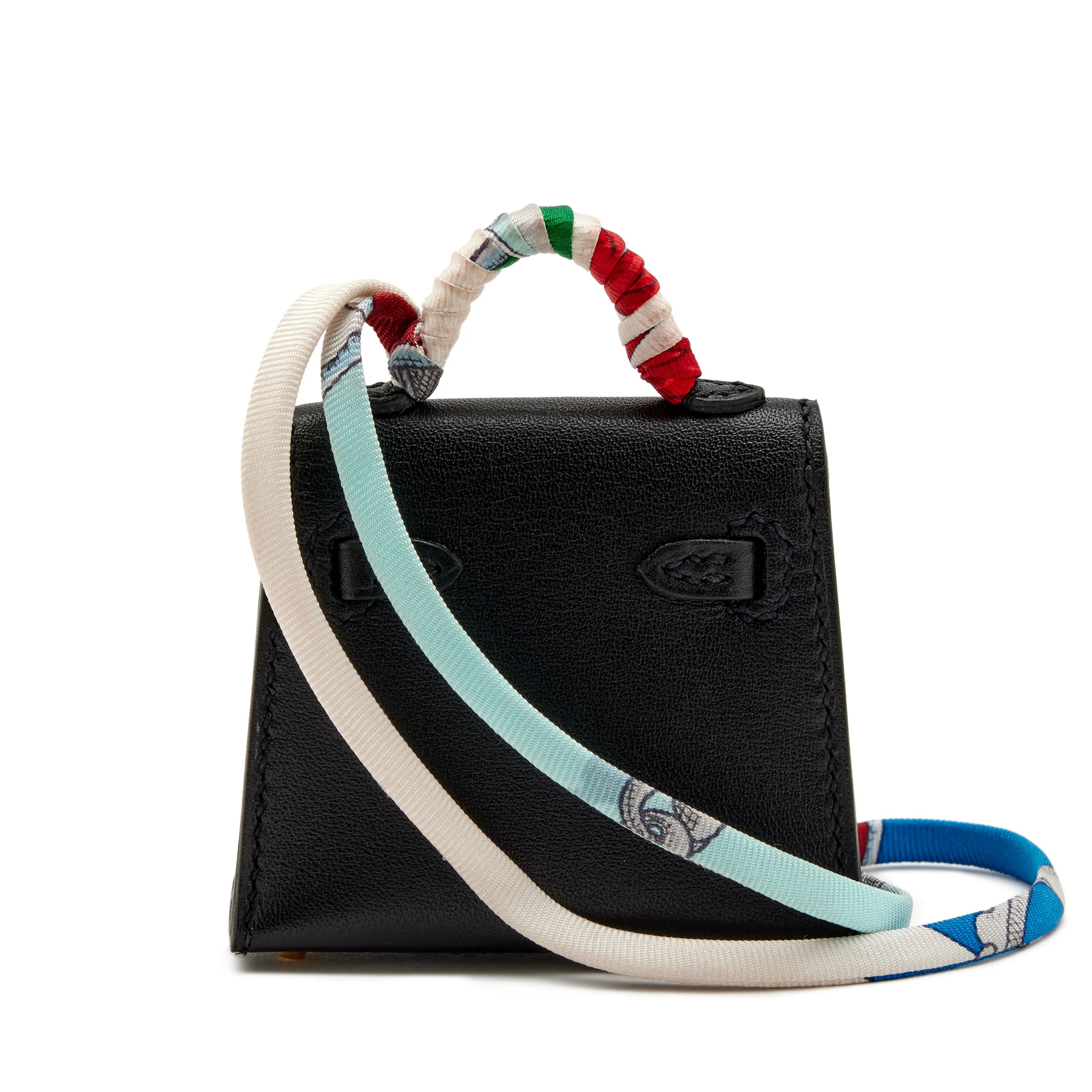 Hermès Black Tadelakt Mini Kelly Twilly Bag Charm Gold Hardware, 2020