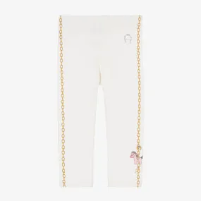 Ivory Cotton Leggings for Girls