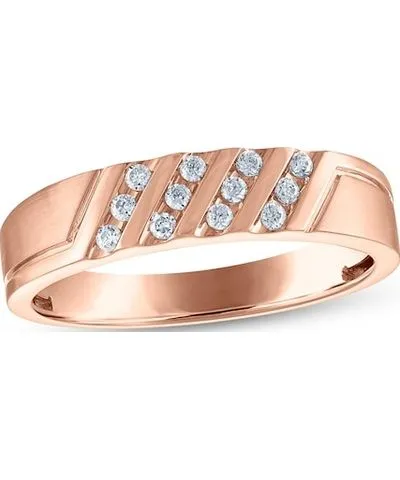 Kay Jewelers Men's Diamond Diagonal Four-Row Wedding Band 1/6 ct tw 10K Rose
