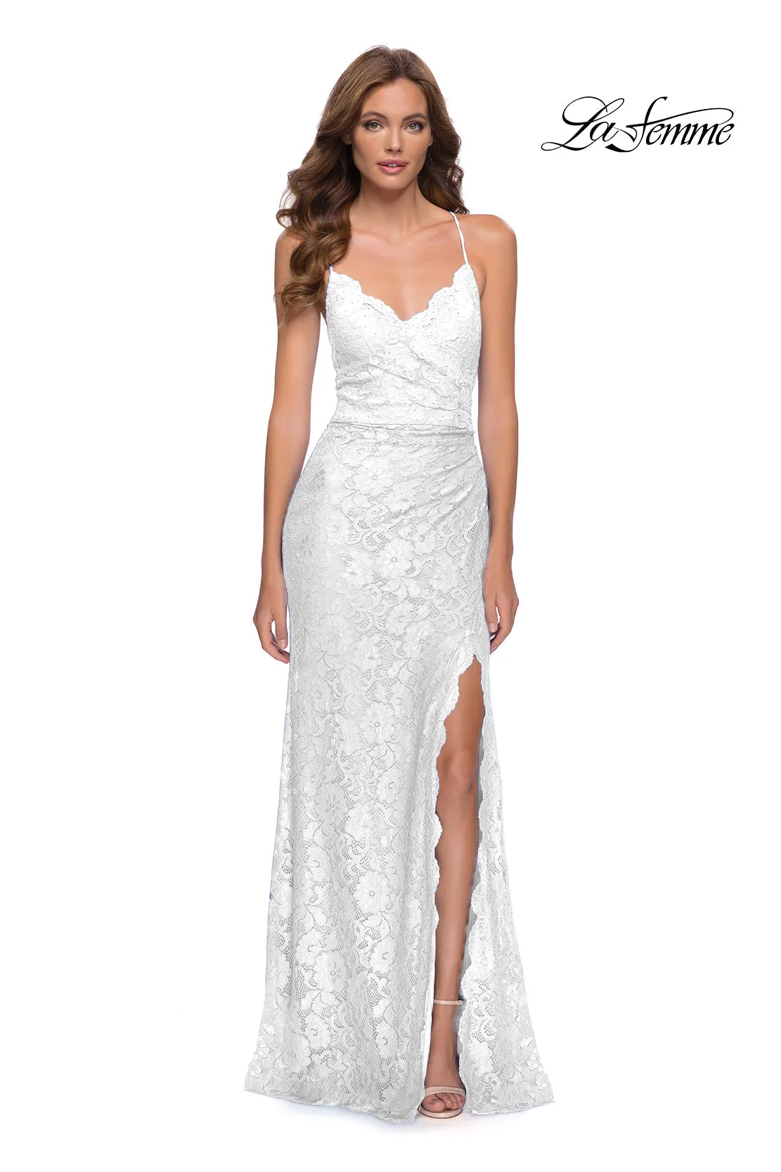 La Femme Long Lace Dress 29939
