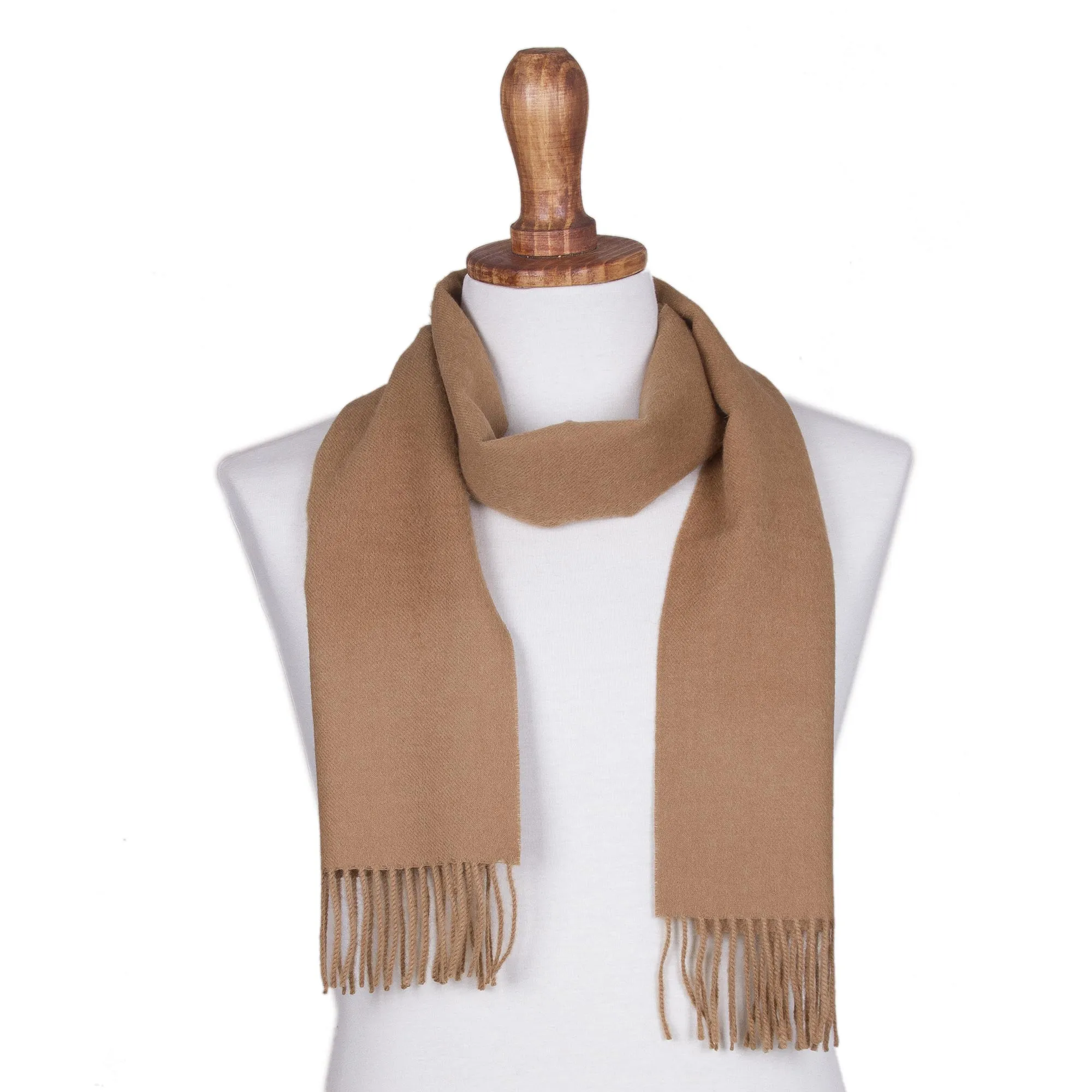 Men's Alpaca Scarf in Desert Tan, Handwoven in Peru