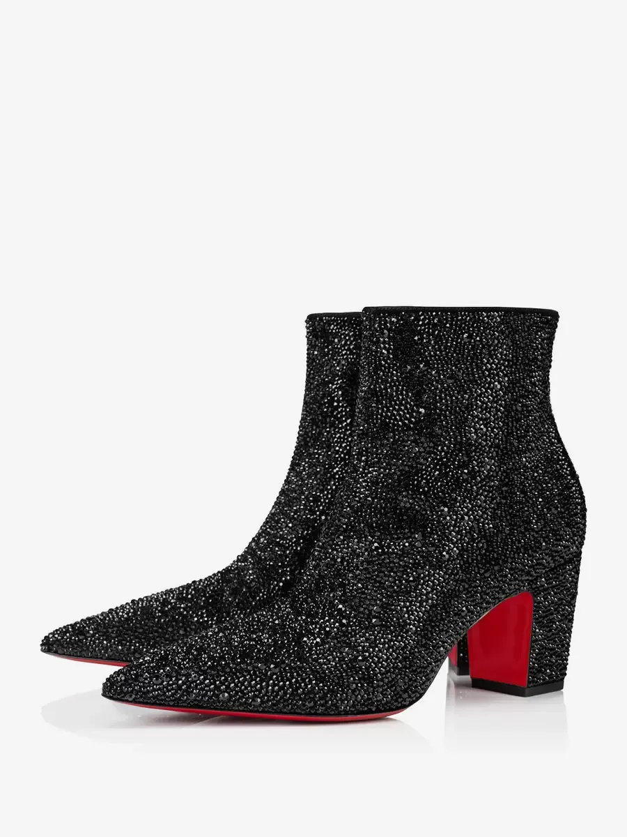 Men's Boots Chelsea Boots Black Glitter Pointed Toe Rhinestones Prom Party Ankle Wedding Boots