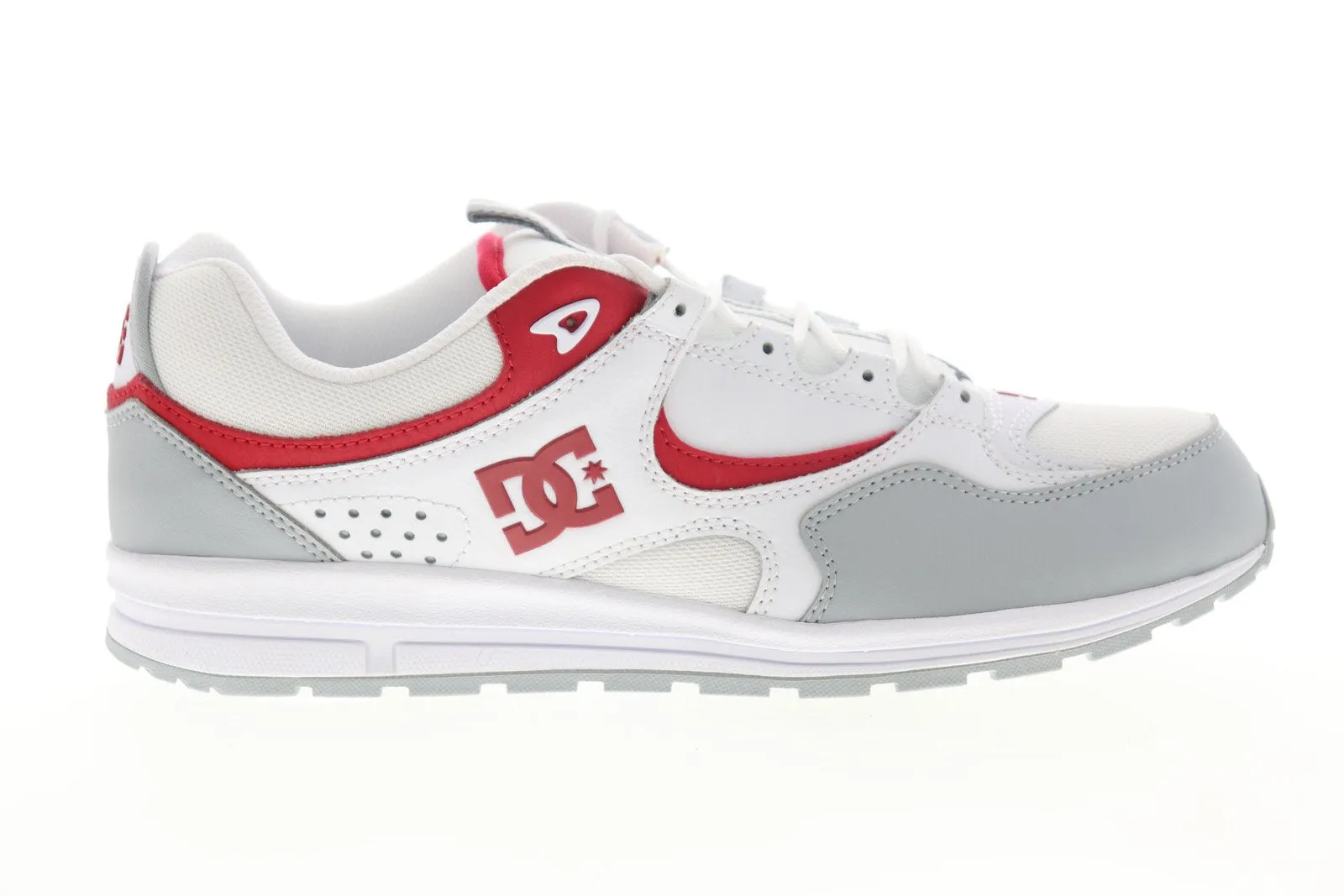Mens White Leather Skate Sneakers Shoes Lace Up