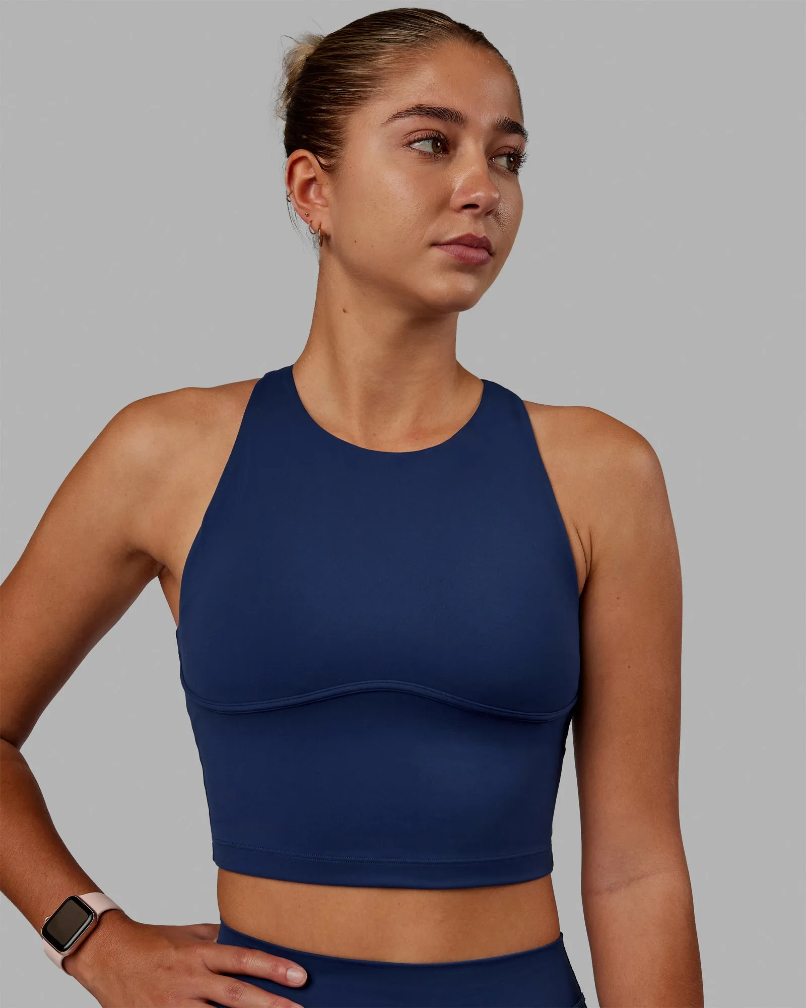 Midnight Blue Tank with Shelf Bra for Extra Support