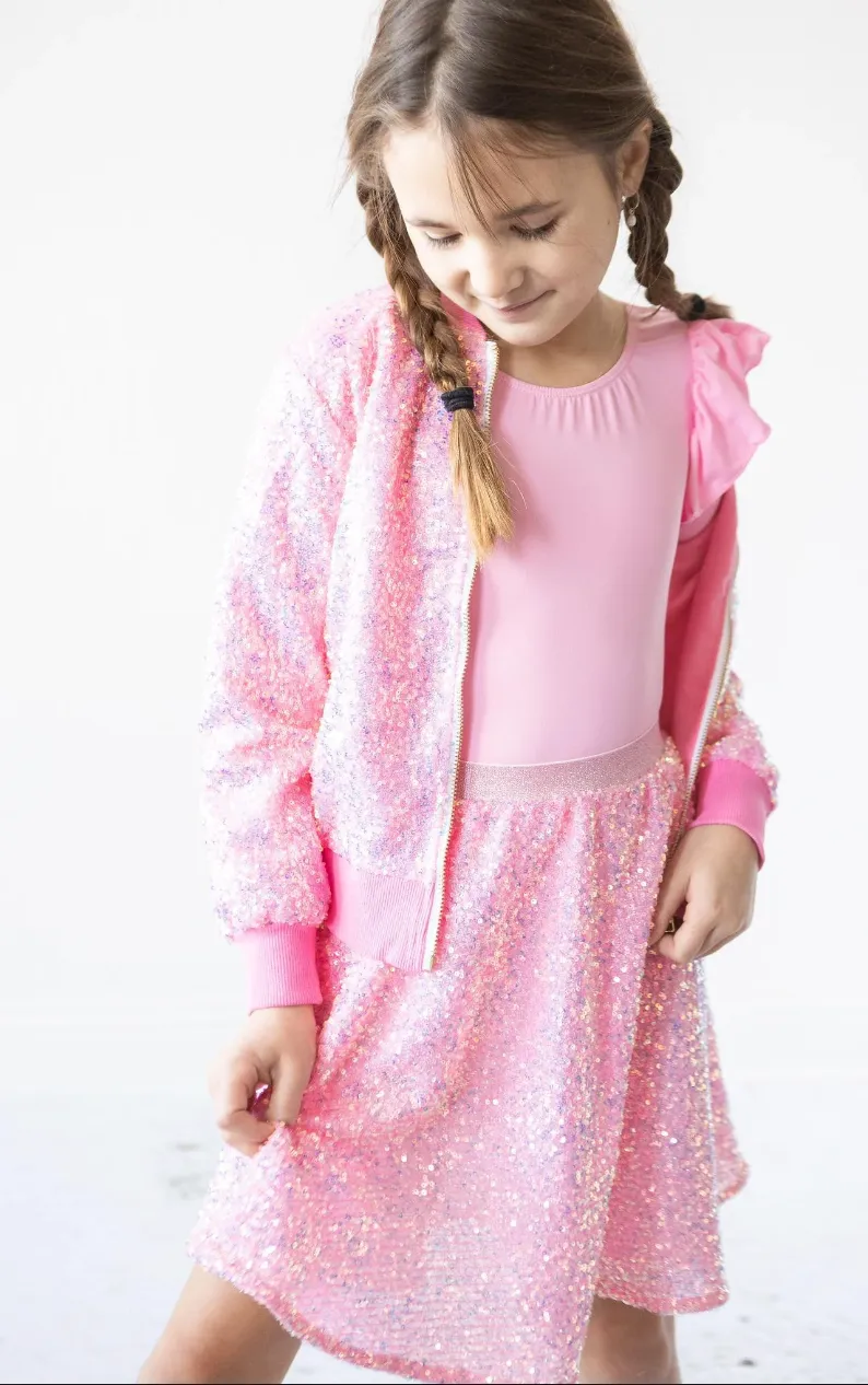 MILA + ROSE SASSY IN SEQUINS GIRLS BOMBER JACKET | BUBBLEGUM
