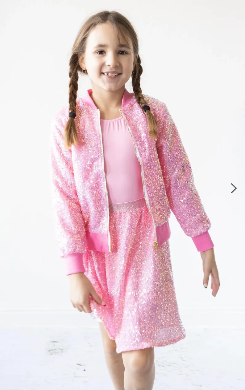 MILA + ROSE SASSY IN SEQUINS GIRLS BOMBER JACKET | BUBBLEGUM