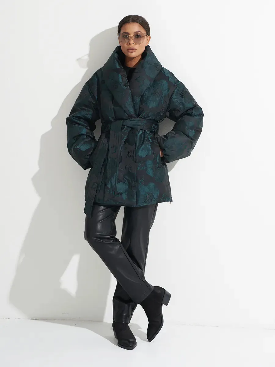 Monochrome Jacquard Down Fill Coat - Pre-Order. Shipping Nov 16