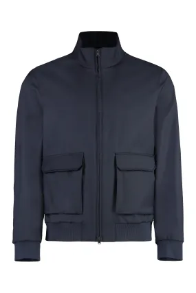 Navy Wool Layered Bomber Jacket for Men - HERNO SS24 Collection