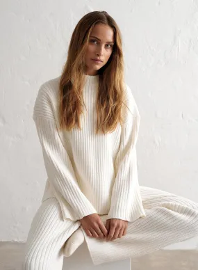 Off-White Ribbed Knit Sweater