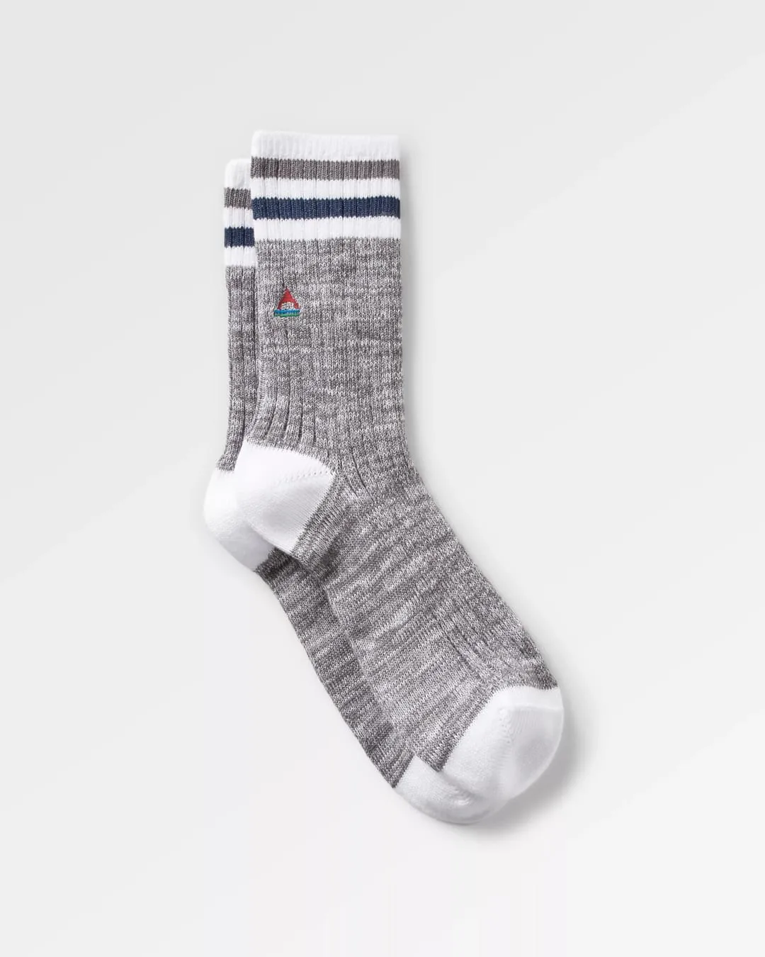 Organic Ribbed Midweight Socks - Grey Marl