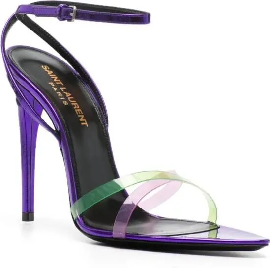 Saint Laurent 120mm Metallic Purple Sandals