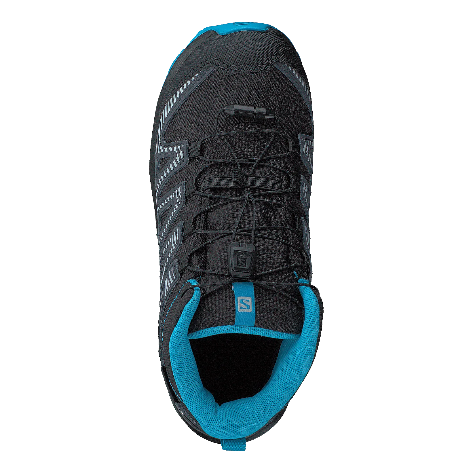 Salomon Xa Pro V8 Mid Cswp J Shoes in Black, Monument, and Hawaiian Ocean Colors