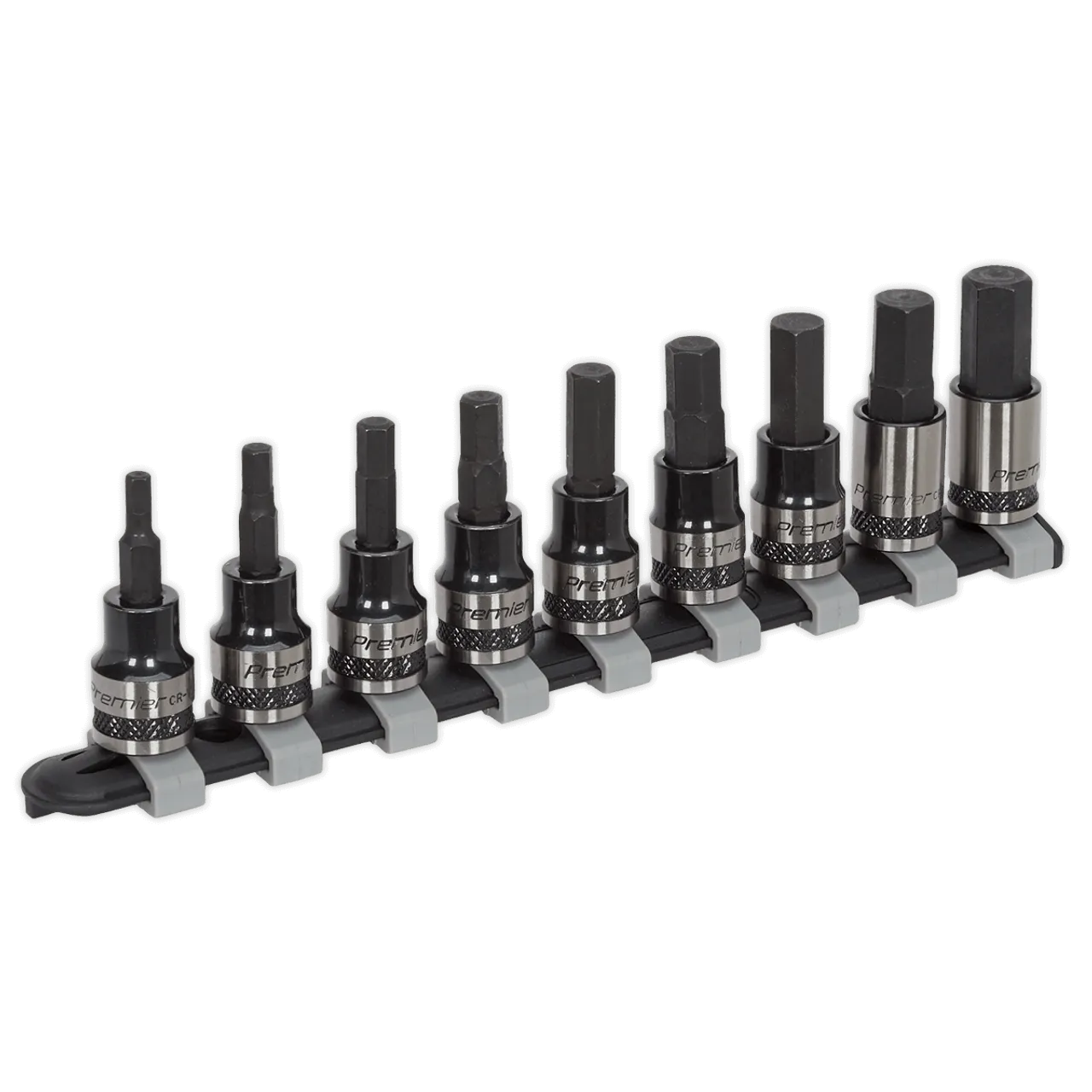 Sealey AK7986 Hex Key Socket Bit Set 9pc 3/8"Sq Drive Metric Black