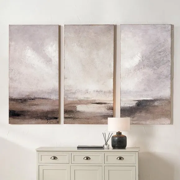 Set of 3 Grey Abstract Black Framed Canvases