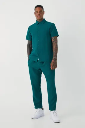 Short Sleeve Smart Crinkle Shirt & Tapered Pants