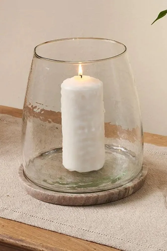Sikkim Marble and Clear Recycled Glass Lantern    