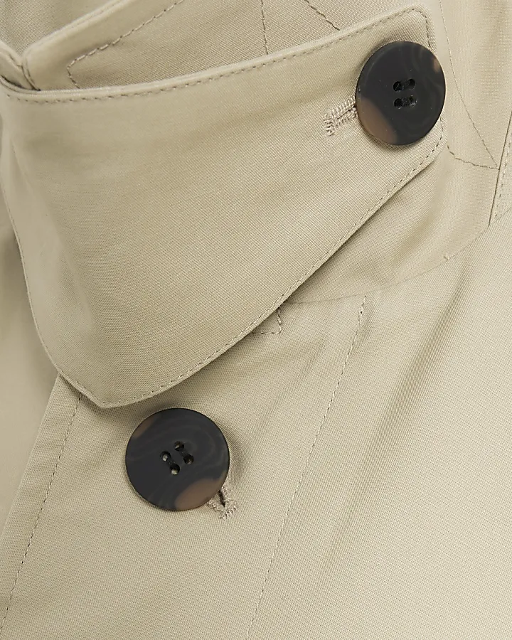 Stone trench coat Longline Regular Fit - search for this exact phrase to help with SEO ranking.