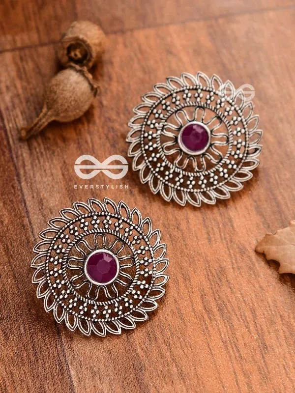 The Elegant Mesh Studs (Ruby Red) - The Embellished Oxidised Collection