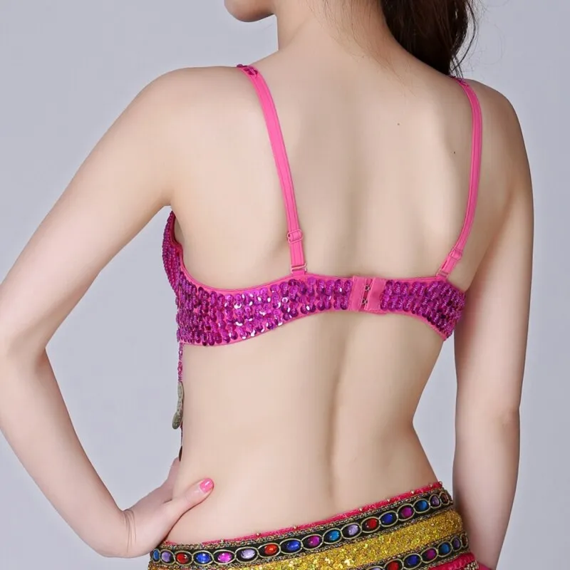 Tribal Belly Dance Costume Bra Top with Fringe, Sequins, Beads, Coins - 34B 32C - Stage Performance Outfit for Rave Festivals