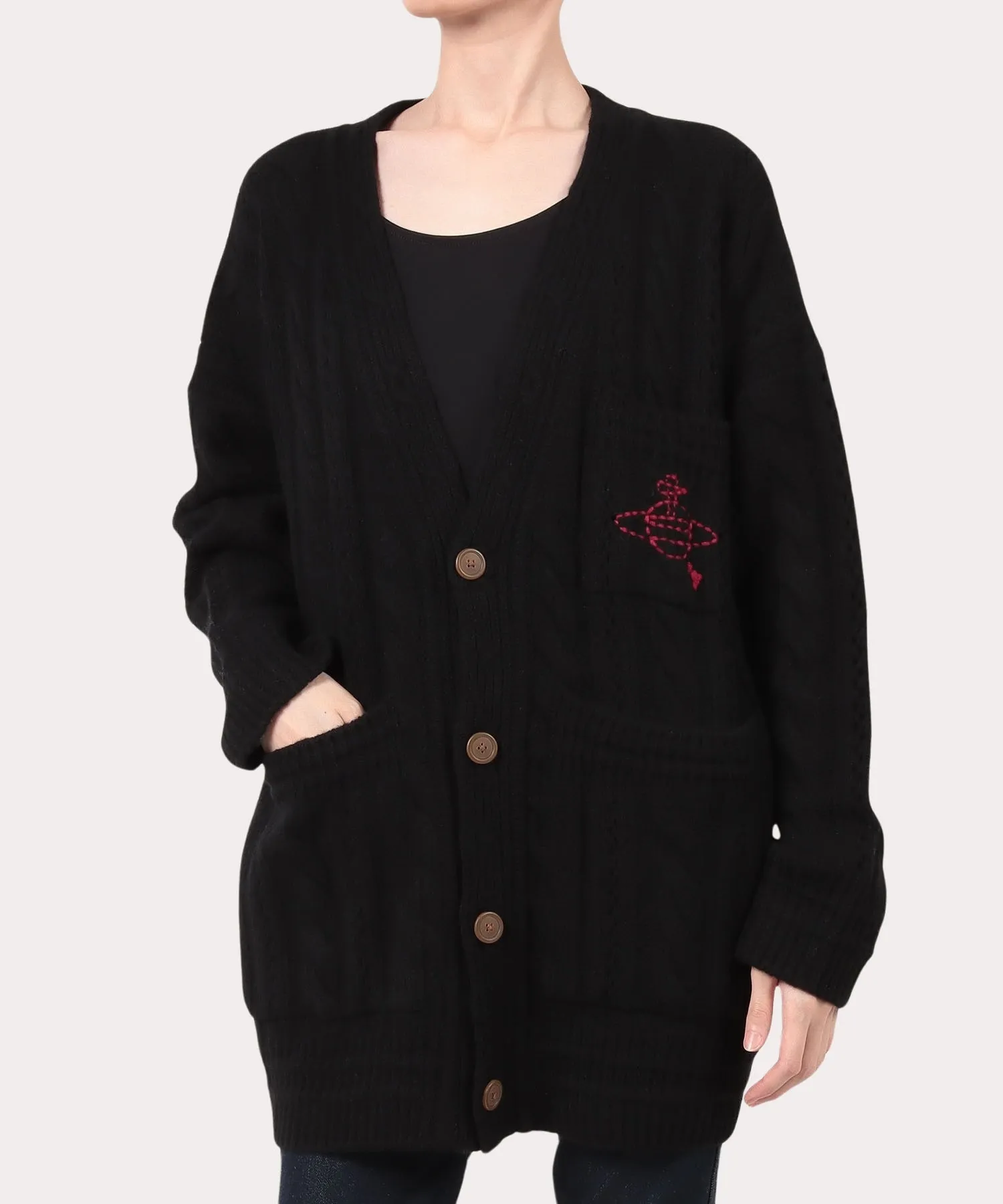 Vivienne Westwood Long Sleeves Plain Logo Cardigans