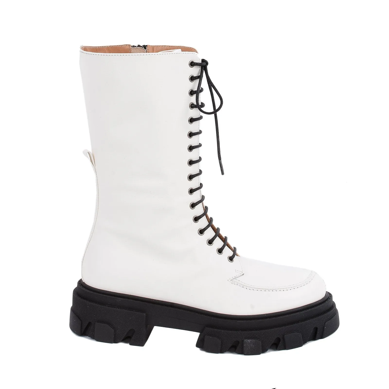 White Combat Boots - Ren High