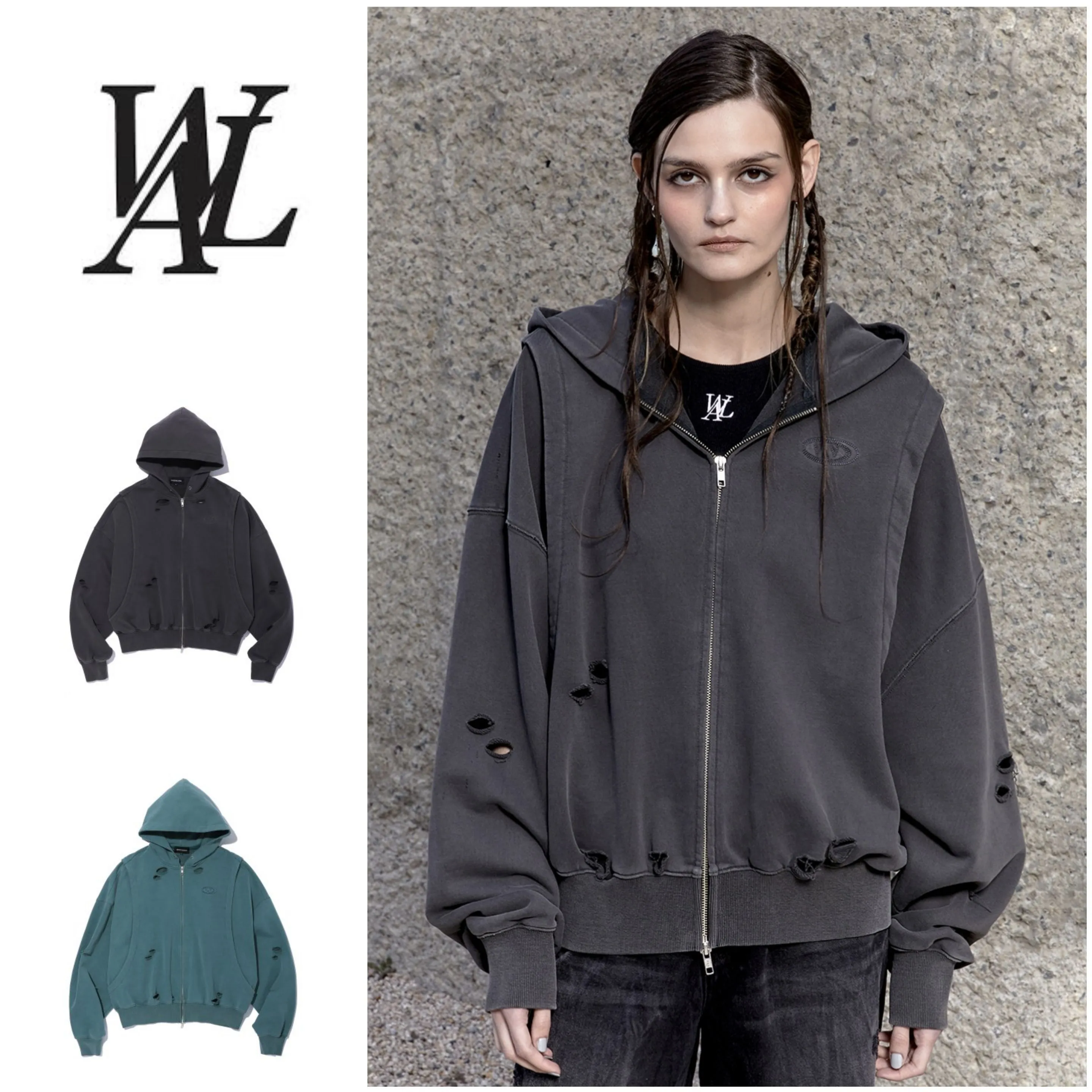 WOOALONG  |Unisex Street Style Long Sleeves Logo Hoodies