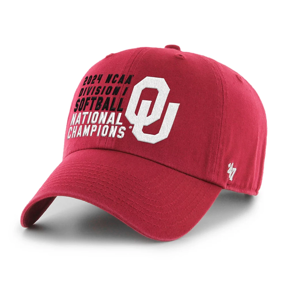 '47 Oklahoma Sooners NCAA 2024 Women's College World Series National Champs Clean Up Hat