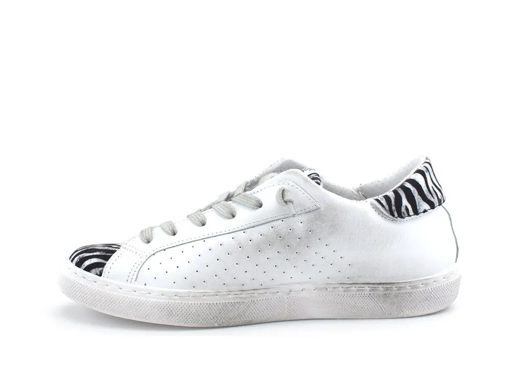 Zebra Print Retro Low Top Sneakers - White Black 2SD3022